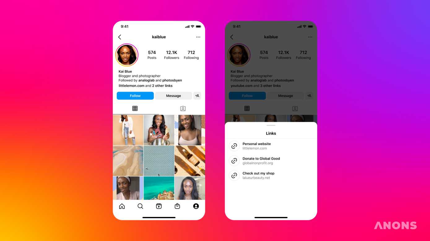 Instagram позволит добавлять несколько ссылок в описание профиля пользователей