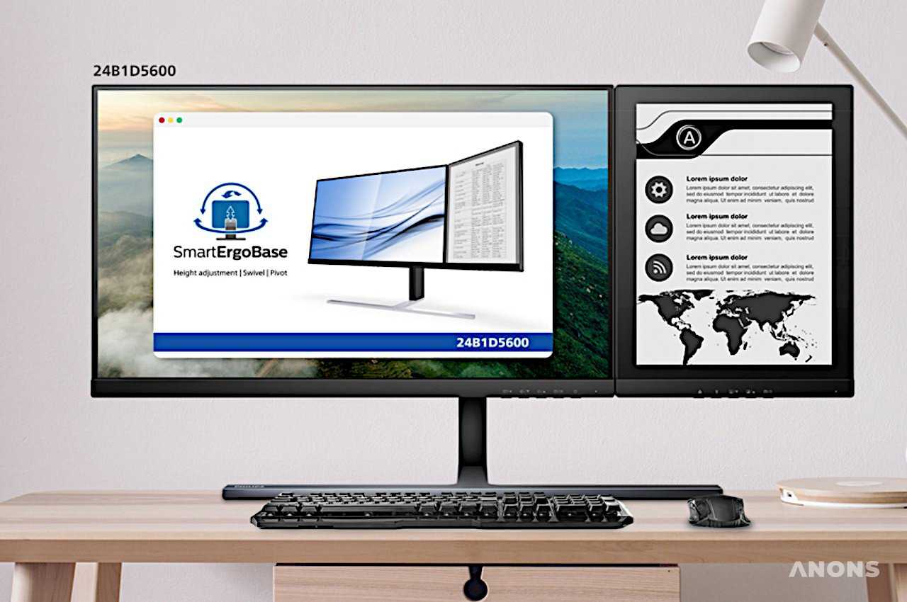 Компания Philips представила монитор с двумя экранами E-Ink